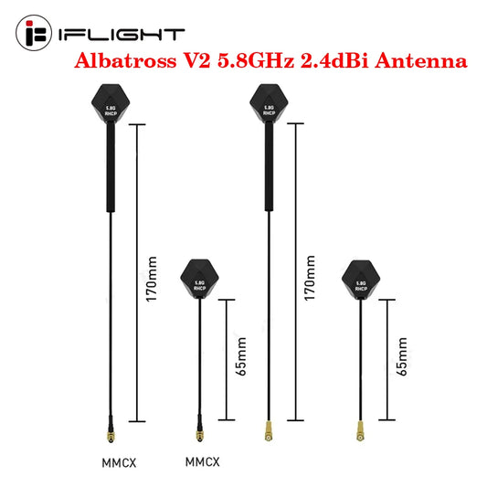 IFlight Albatross V2 5.8GHz 2.4dBi Antenna 90° MMCX LHCP RHCP 65MM /150MM /170MM